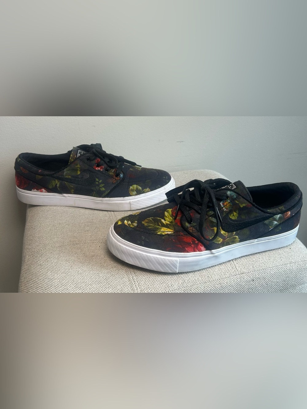 Nike SB Stefan Janoski Skate Shoes Size 9.5 Black Floral Print